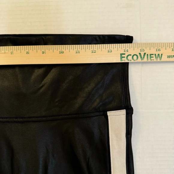 SPANX Faux Leather Leggings White Stripe The Side Mid-Rise - Picture 4 of 8